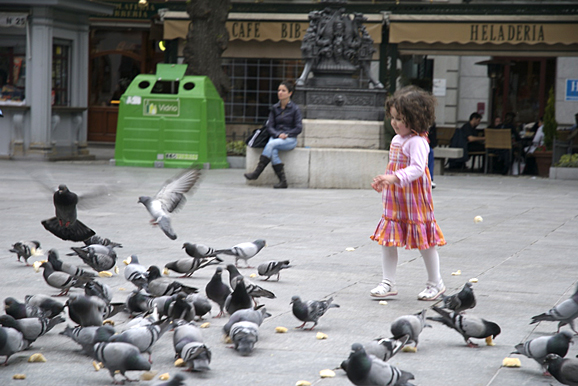 [Hannah chasing pigeons]