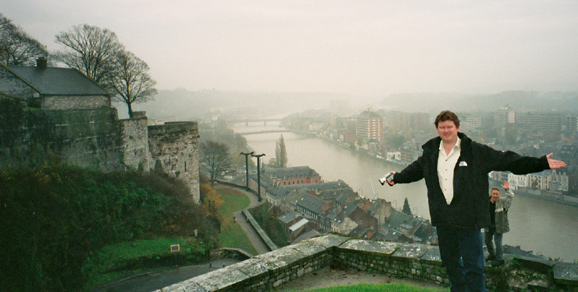 [Mike atop a fort in Namur]