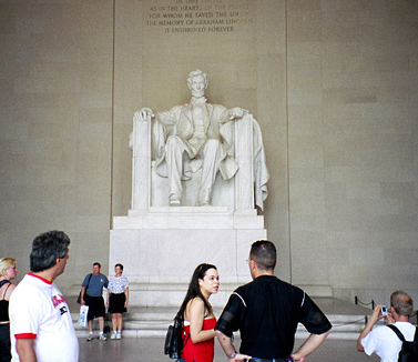 [Inside the Lincoln Memorial]